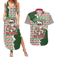 Funny Santa Claus Says Six Seven Couples Matching Summer Maxi Dress and Hawaiian Shirt Christmas Houndstooth Pattern - Wonder Print Shop