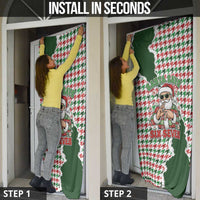 Funny Santa Claus Says Six Seven Door Cover Christmas Houndstooth Pattern - Wonder Print Shop
