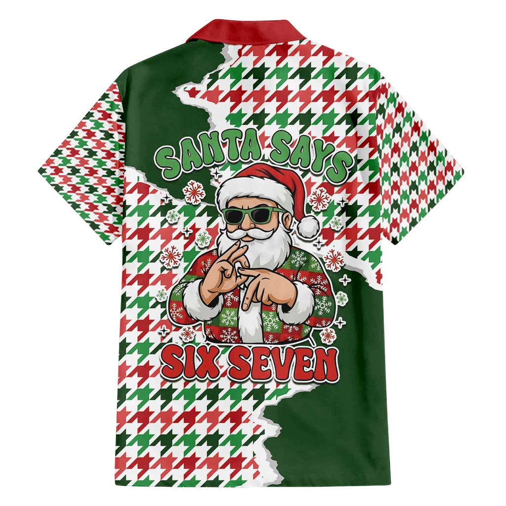 Funny Santa Claus Says Six Seven Family Matching Long Sleeve Bodycon Dress and Hawaiian Shirt Christmas Houndstooth Pattern - Wonder Print Shop