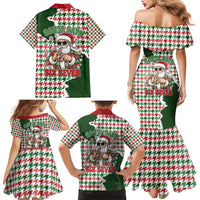 Funny Santa Claus Says Six Seven Family Matching Mermaid Dress and Hawaiian Shirt Christmas Houndstooth Pattern - Wonder Print Shop