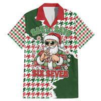 Funny Santa Claus Says Six Seven Family Matching Mermaid Dress and Hawaiian Shirt Christmas Houndstooth Pattern - Wonder Print Shop