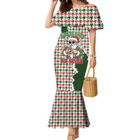 Funny Santa Claus Says Six Seven Family Matching Mermaid Dress and Hawaiian Shirt Christmas Houndstooth Pattern - Wonder Print Shop