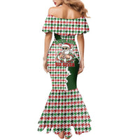 Funny Santa Claus Says Six Seven Family Matching Mermaid Dress and Hawaiian Shirt Christmas Houndstooth Pattern - Wonder Print Shop