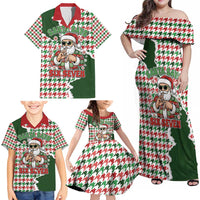 Funny Santa Claus Says Six Seven Family Matching Off Shoulder Maxi Dress and Hawaiian Shirt Christmas Houndstooth Pattern - Wonder Print Shop