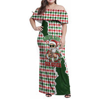 Funny Santa Claus Says Six Seven Family Matching Off Shoulder Maxi Dress and Hawaiian Shirt Christmas Houndstooth Pattern - Wonder Print Shop