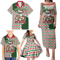Funny Santa Claus Says Six Seven Family Matching Puletasi and Hawaiian Shirt Christmas Houndstooth Pattern - Wonder Print Shop