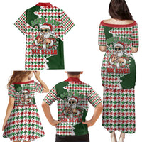 Funny Santa Claus Says Six Seven Family Matching Puletasi and Hawaiian Shirt Christmas Houndstooth Pattern - Wonder Print Shop