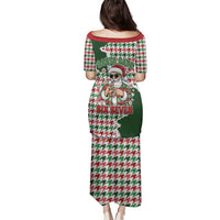 Funny Santa Claus Says Six Seven Family Matching Puletasi and Hawaiian Shirt Christmas Houndstooth Pattern - Wonder Print Shop