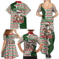 Funny Santa Claus Says Six Seven Family Matching Summer Maxi Dress and Hawaiian Shirt Christmas Houndstooth Pattern - Wonder Print Shop