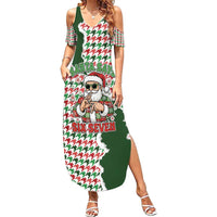 Funny Santa Claus Says Six Seven Family Matching Summer Maxi Dress and Hawaiian Shirt Christmas Houndstooth Pattern - Wonder Print Shop