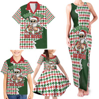Funny Santa Claus Says Six Seven Family Matching Tank Maxi Dress and Hawaiian Shirt Christmas Houndstooth Pattern - Wonder Print Shop