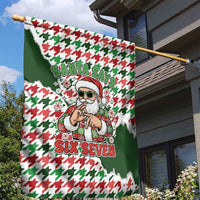 Funny Santa Claus Says Six Seven Garden Flag Christmas Houndstooth Pattern - Wonder Print Shop