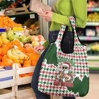 Funny Santa Claus Says Six Seven Grocery Bag Christmas Houndstooth Pattern - Wonder Print Shop