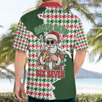 Funny Santa Claus Says Six Seven Hawaiian Shirt Christmas Houndstooth Pattern - Wonder Print Shop