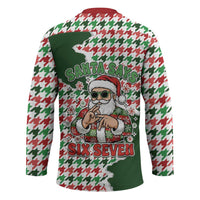 Funny Santa Claus Says Six Seven Hockey Jersey Christmas Houndstooth Pattern - Wonder Print Shop