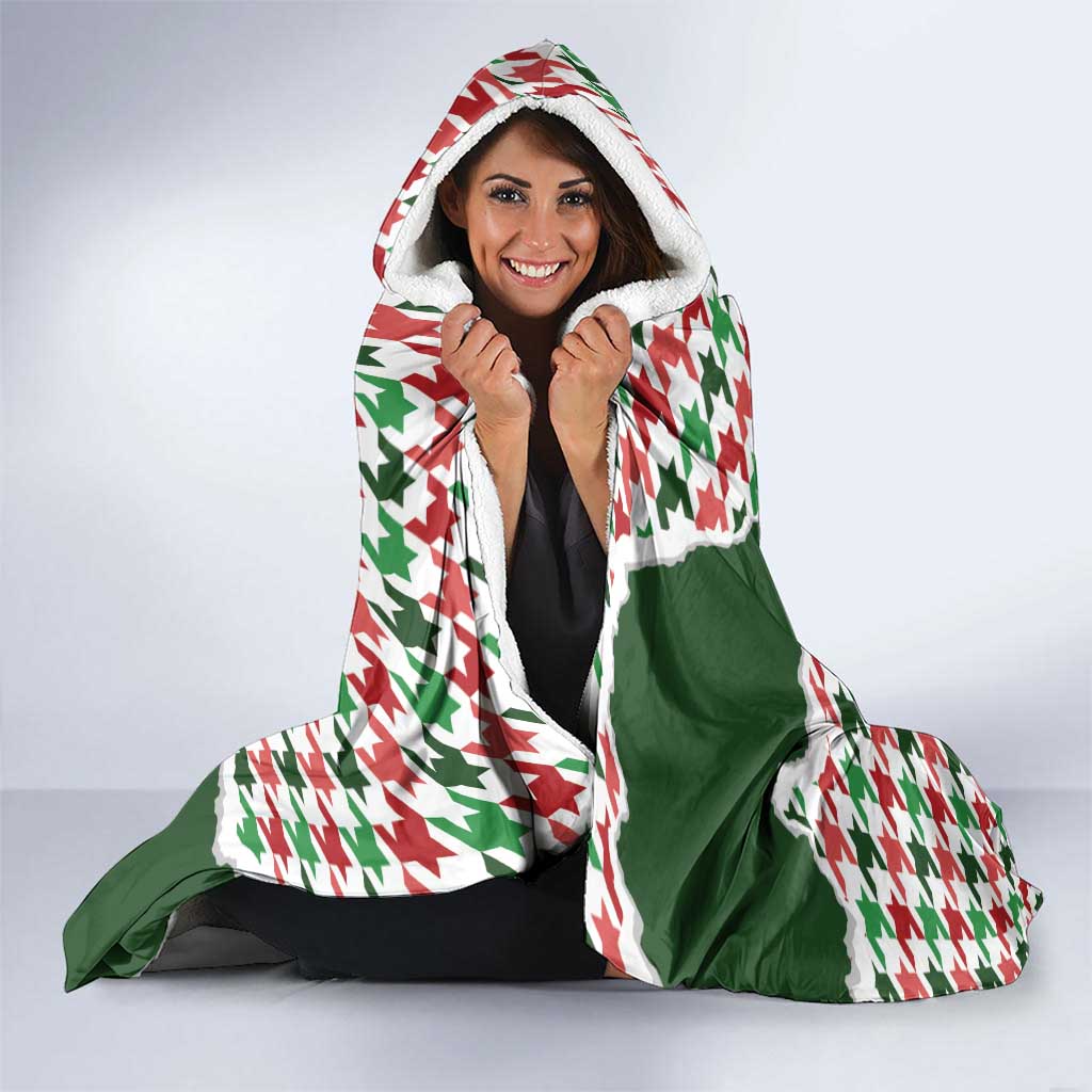 Funny Santa Claus Says Six Seven Hooded Blanket Christmas Houndstooth Pattern - Wonder Print Shop