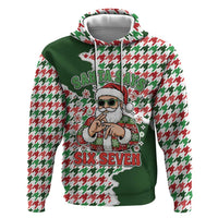 Funny Santa Claus Says Six Seven Hoodie Christmas Houndstooth Pattern - Wonder Print Shop