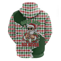 Funny Santa Claus Says Six Seven Hoodie Christmas Houndstooth Pattern - Wonder Print Shop