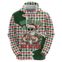 Funny Santa Claus Says Six Seven Hoodie Christmas Houndstooth Pattern - Wonder Print Shop