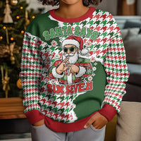 Funny Santa Claus Says Six Seven Kid Ugly Christmas Sweater Christmas Houndstooth Pattern - Wonder Print Shop