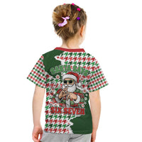Funny Santa Claus Says Six Seven Kid T Shirt Christmas Houndstooth Pattern - Wonder Print Shop