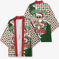 Funny Santa Claus Says Six Seven Kimono Christmas Houndstooth Pattern - Wonder Print Shop