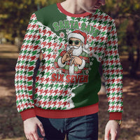 Funny Santa Claus Says Six Seven Ugly Christmas Sweater Christmas Houndstooth Pattern - Wonder Print Shop