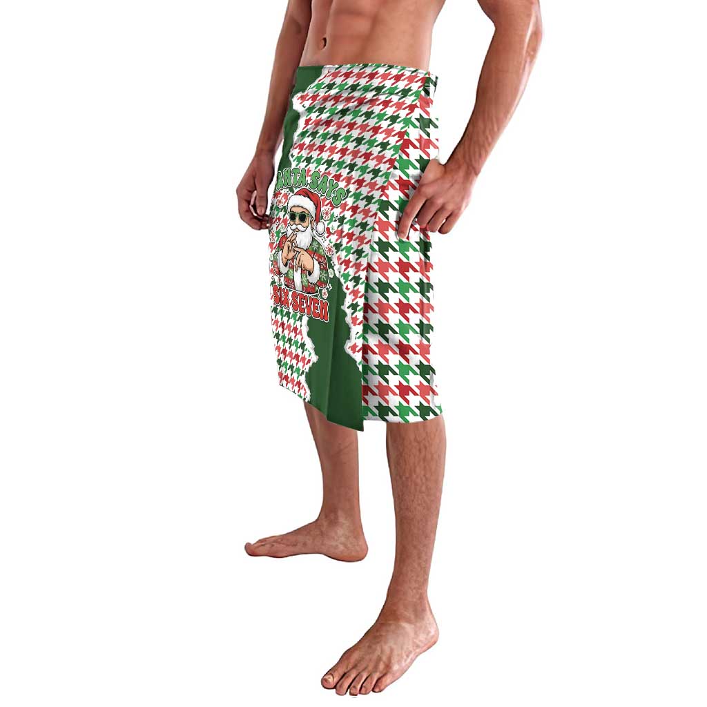 Funny Santa Claus Says Six Seven Lavalava Christmas Houndstooth Pattern - Wonder Print Shop