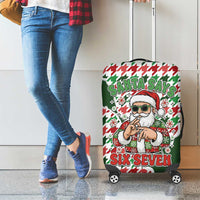 Funny Santa Claus Says Six Seven Luggage Cover Christmas Houndstooth Pattern - Wonder Print Shop