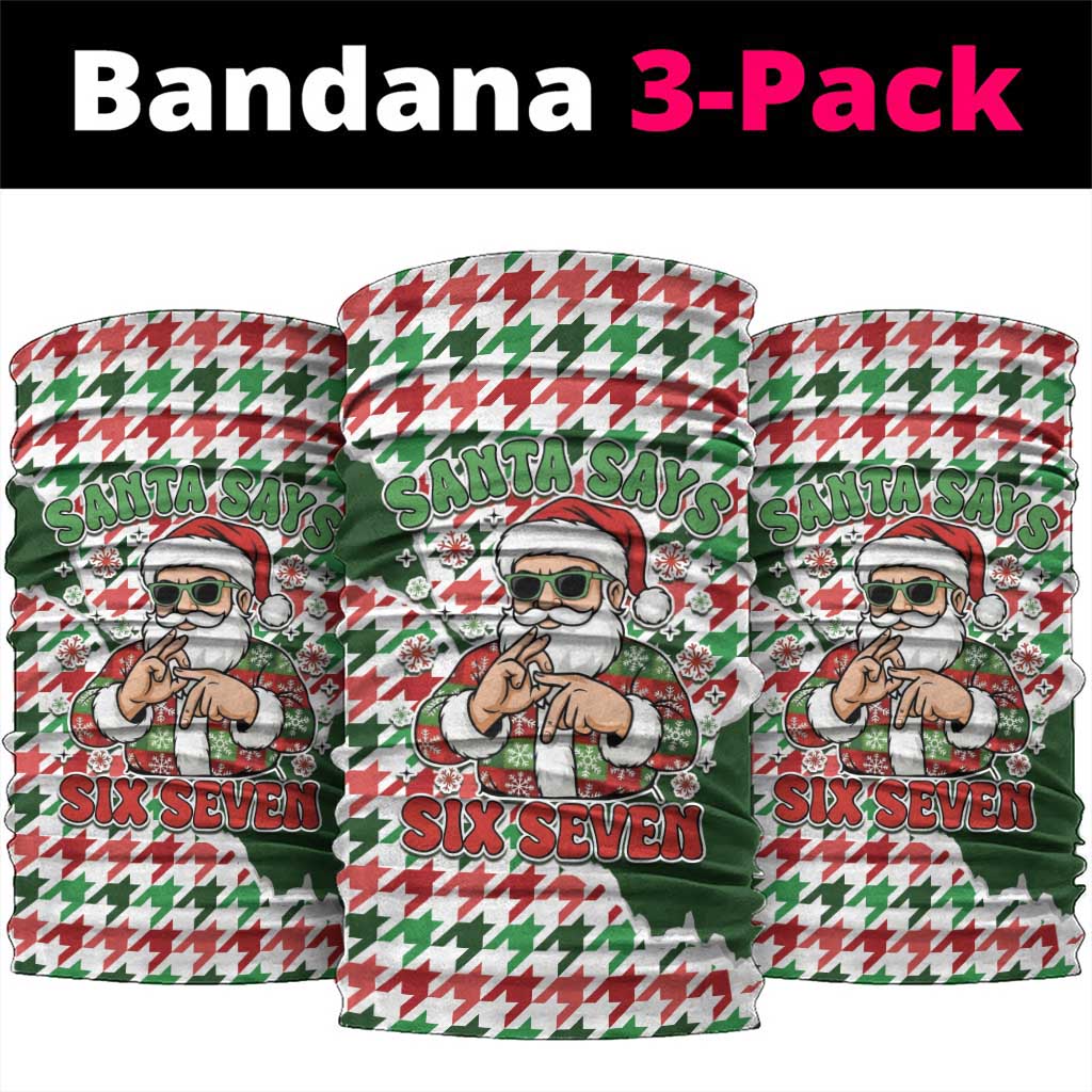 Funny Santa Claus Says Six Seven Neck Gaiter Christmas Houndstooth Pattern - Wonder Print Shop