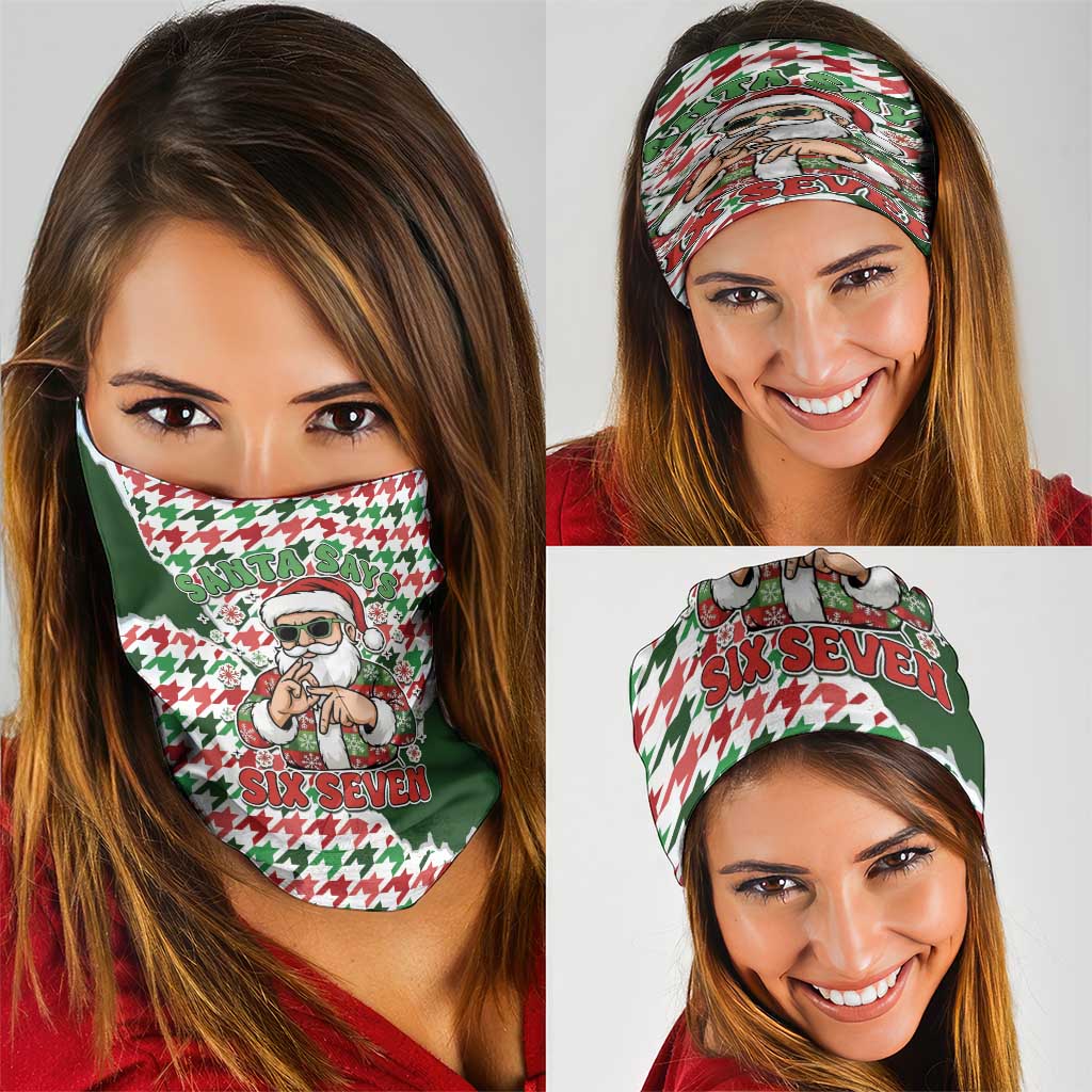 Funny Santa Claus Says Six Seven Neck Gaiter Christmas Houndstooth Pattern - Wonder Print Shop