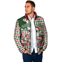 Funny Santa Claus Says Six Seven Padded Jacket Christmas Houndstooth Pattern - Wonder Print Shop