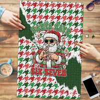 Funny Santa Claus Says Six Seven Puzzle Christmas Houndstooth Pattern - Wonder Print Shop