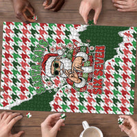 Funny Santa Claus Says Six Seven Puzzle Christmas Houndstooth Pattern - Wonder Print Shop