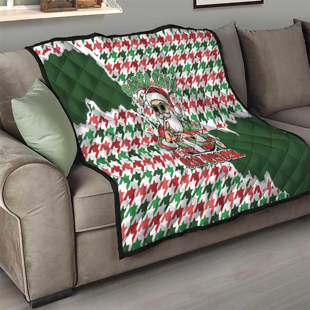 Funny Santa Claus Says Six Seven Quilt Christmas Houndstooth Pattern - Wonder Print Shop