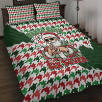 Funny Santa Claus Says Six Seven Quilt Bed Set Christmas Houndstooth Pattern - Wonder Print Shop