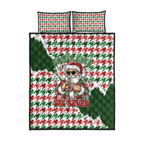 Funny Santa Claus Says Six Seven Quilt Bed Set Christmas Houndstooth Pattern - Wonder Print Shop