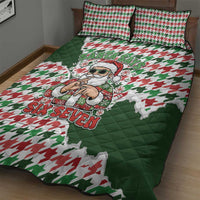Funny Santa Claus Says Six Seven Quilt Bed Set Christmas Houndstooth Pattern - Wonder Print Shop
