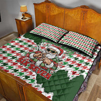 Funny Santa Claus Says Six Seven Quilt Bed Set Christmas Houndstooth Pattern - Wonder Print Shop