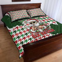 Funny Santa Claus Says Six Seven Quilt Bed Set Christmas Houndstooth Pattern - Wonder Print Shop