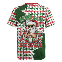 Funny Santa Claus Says Six Seven Rugby Jersey Christmas Houndstooth Pattern - Wonder Print Shop