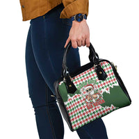Funny Santa Claus Says Six Seven Shoulder Handbag Christmas Houndstooth Pattern - Wonder Print Shop