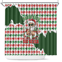 Funny Santa Claus Says Six Seven Shower Curtain Christmas Houndstooth Pattern - Wonder Print Shop