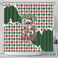 Funny Santa Claus Says Six Seven Shower Curtain Christmas Houndstooth Pattern - Wonder Print Shop