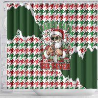 Funny Santa Claus Says Six Seven Shower Curtain Christmas Houndstooth Pattern - Wonder Print Shop