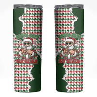 Funny Santa Claus Says Six Seven Skinny Tumbler Christmas Houndstooth Pattern - Wonder Print Shop