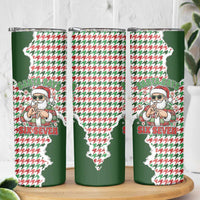Funny Santa Claus Says Six Seven Skinny Tumbler Christmas Houndstooth Pattern - Wonder Print Shop