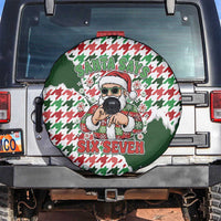 Funny Santa Claus Says Six Seven Spare Tire Cover Christmas Houndstooth Pattern - Wonder Print Shop