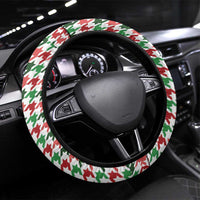 Funny Santa Claus Says Six Seven Steering Wheel Cover Christmas Houndstooth Pattern - Wonder Print Shop