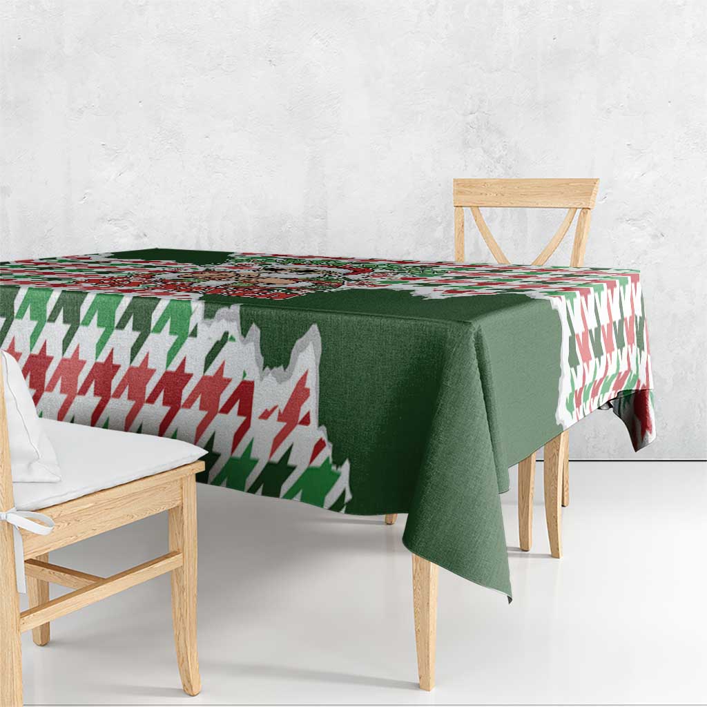 Funny Santa Claus Says Six Seven Tablecloth Christmas Houndstooth Pattern - Wonder Print Shop